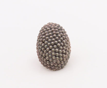 925 Sterling Silver Vintage Ring MEXICO Large Heavy Beaded   Sz 7.5  RG28899