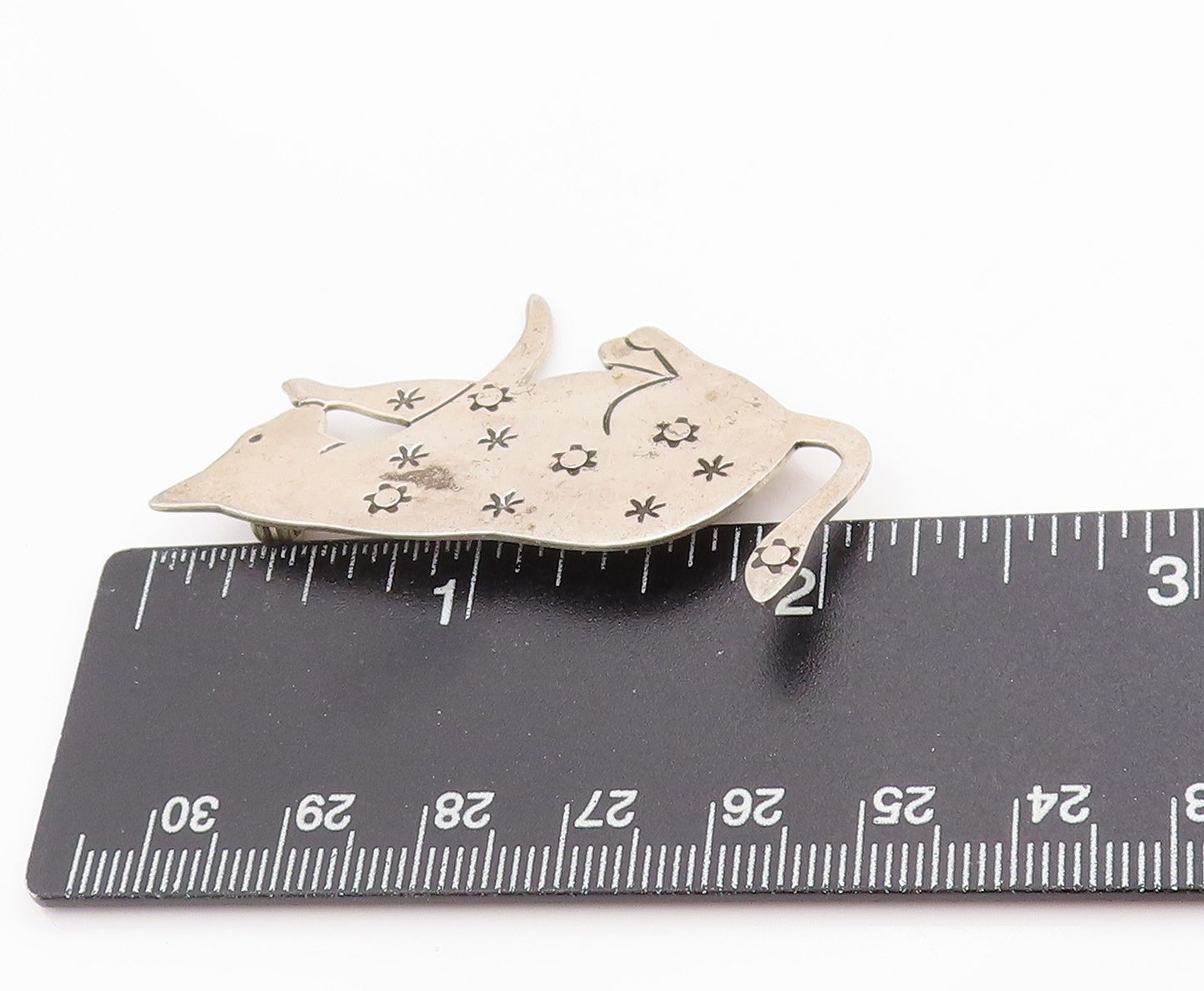 925 Sterling Silver Vintage Brooch MEXICO Star Spangled Cosmic Kitten BP11810