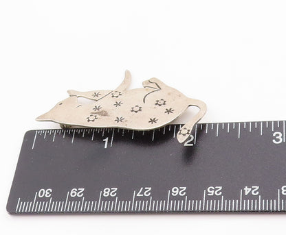 925 Sterling Silver Vintage Brooch MEXICO Star Spangled Cosmic Kitten BP11810