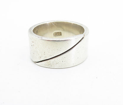 925 Sterling Silver  Vintage Shiny Minimalist Slant Band Ring Sz 6  RG7122