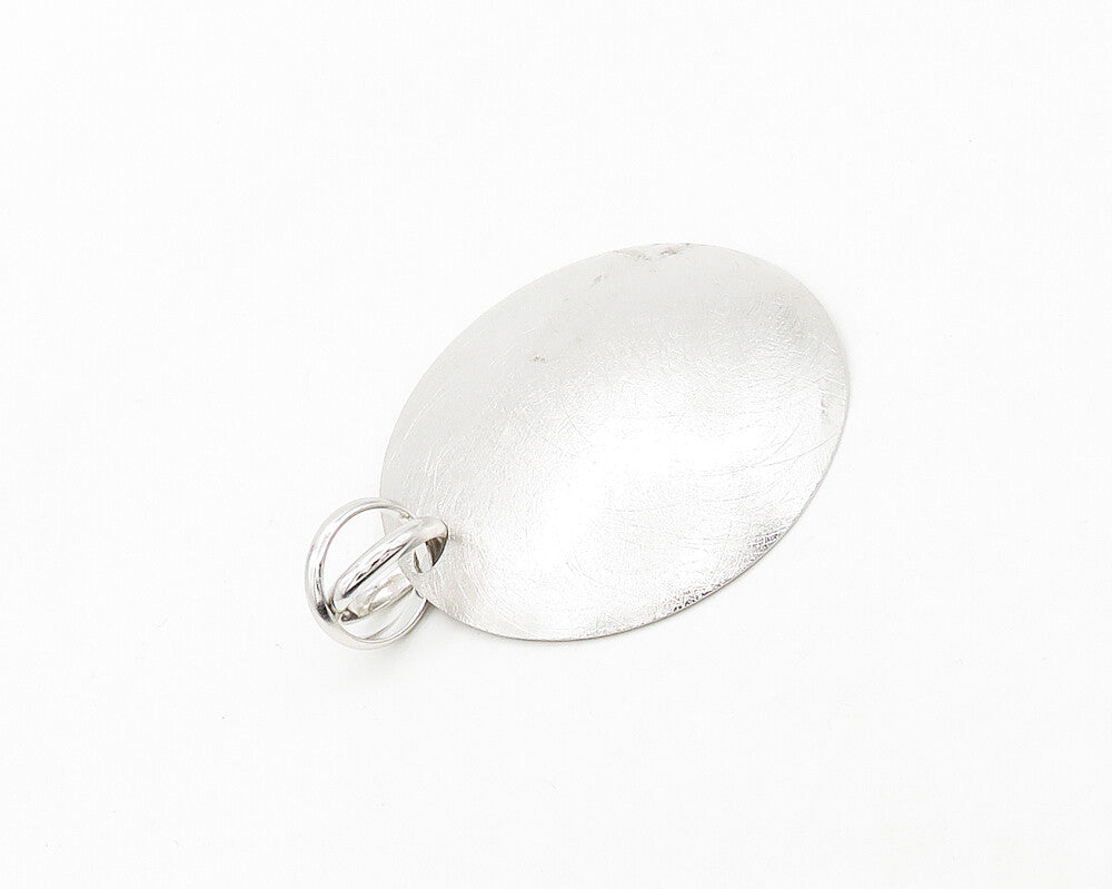 925 Sterling Silver  Vintage Shiny Etched Round Dome Drop Pendant  PT15536