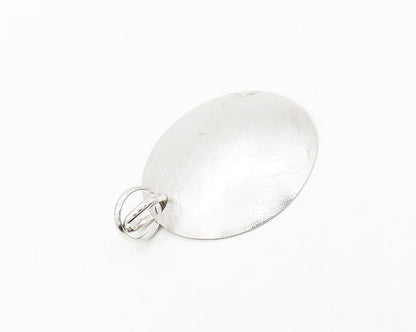 925 Sterling Silver  Vintage Shiny Etched Round Dome Drop Pendant  PT15536