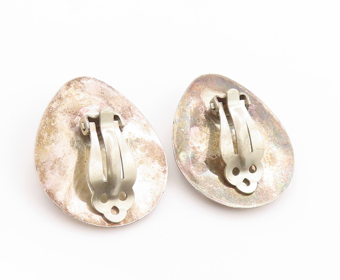925 Sterling Silver Vintage Earrings SOUTHWESTERN Onyx Animal Foot Print EG13574