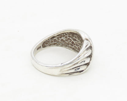 925 Sterling Silver  Vintage Shiny Diamond Cut Detail Band Ring Sz 6.5 RG17296