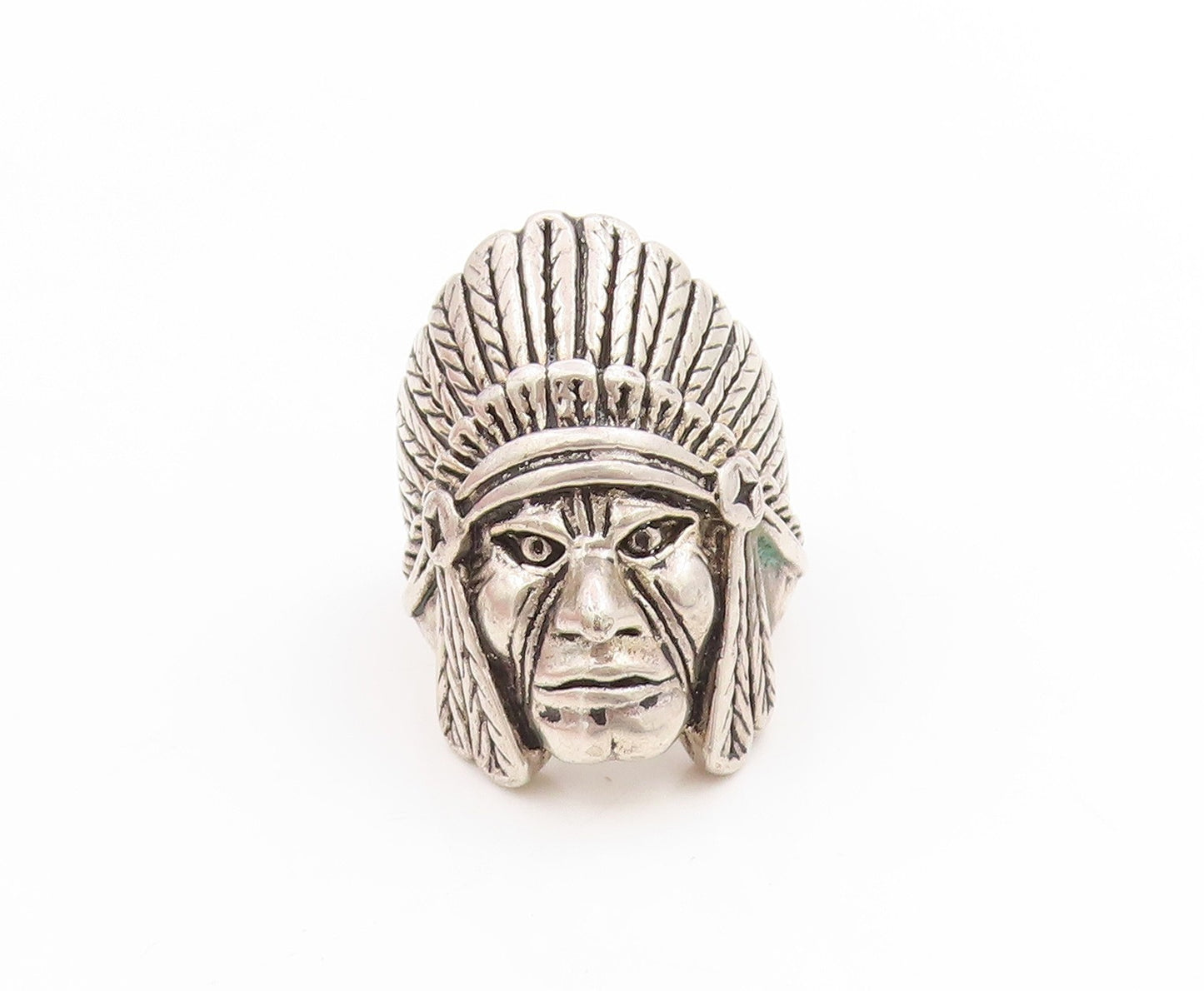 925 Sterling Silver Vintage Ring G & S Native Chief Warrior Band  Sz 10  RG34013