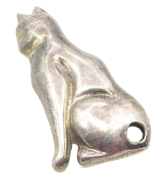 MEXICO 925 Sterling Silver  Vintage Dark Tone Sitting Cat Brooch Pin  BP4442