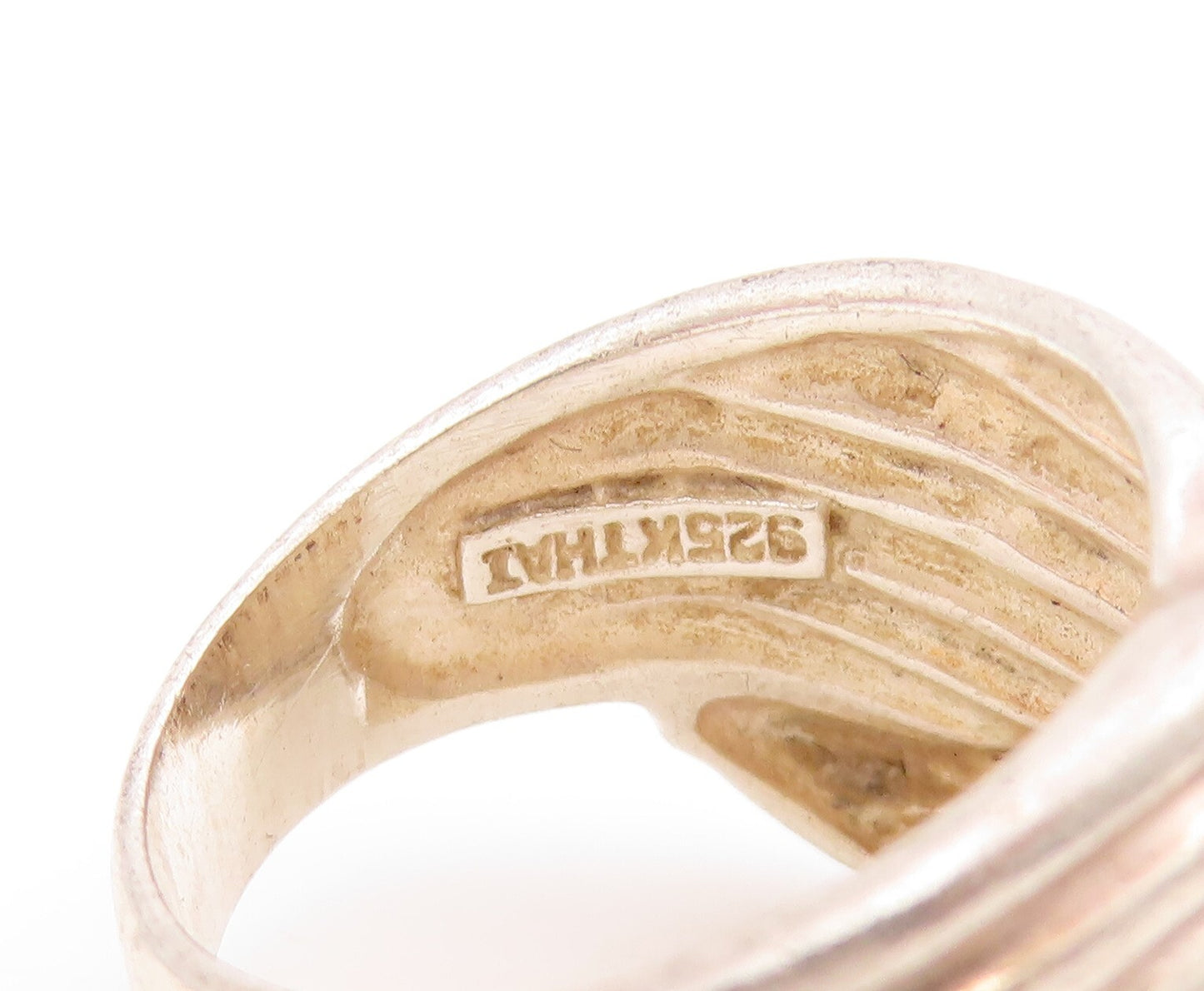 925 Sterling Silver Vintage Ring Solid Designer Wave Grooved  Sz 6.5  RG31900