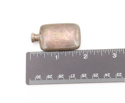 925 Silver Vintage Rectangular Etched Calligraphed P Bottle (OPENS) TR3532