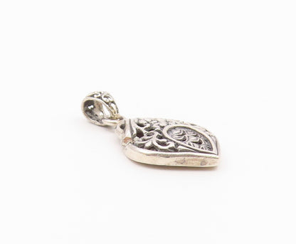 925 Sterling Silver  Vintage Shiny Floral Vine Swirl Pattern Pendant  PT15827