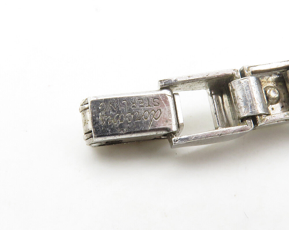 DORSON'S 925 Sterling Silver  Vintage Shiny Topaz Hinge Chain Necklace  NE2727
