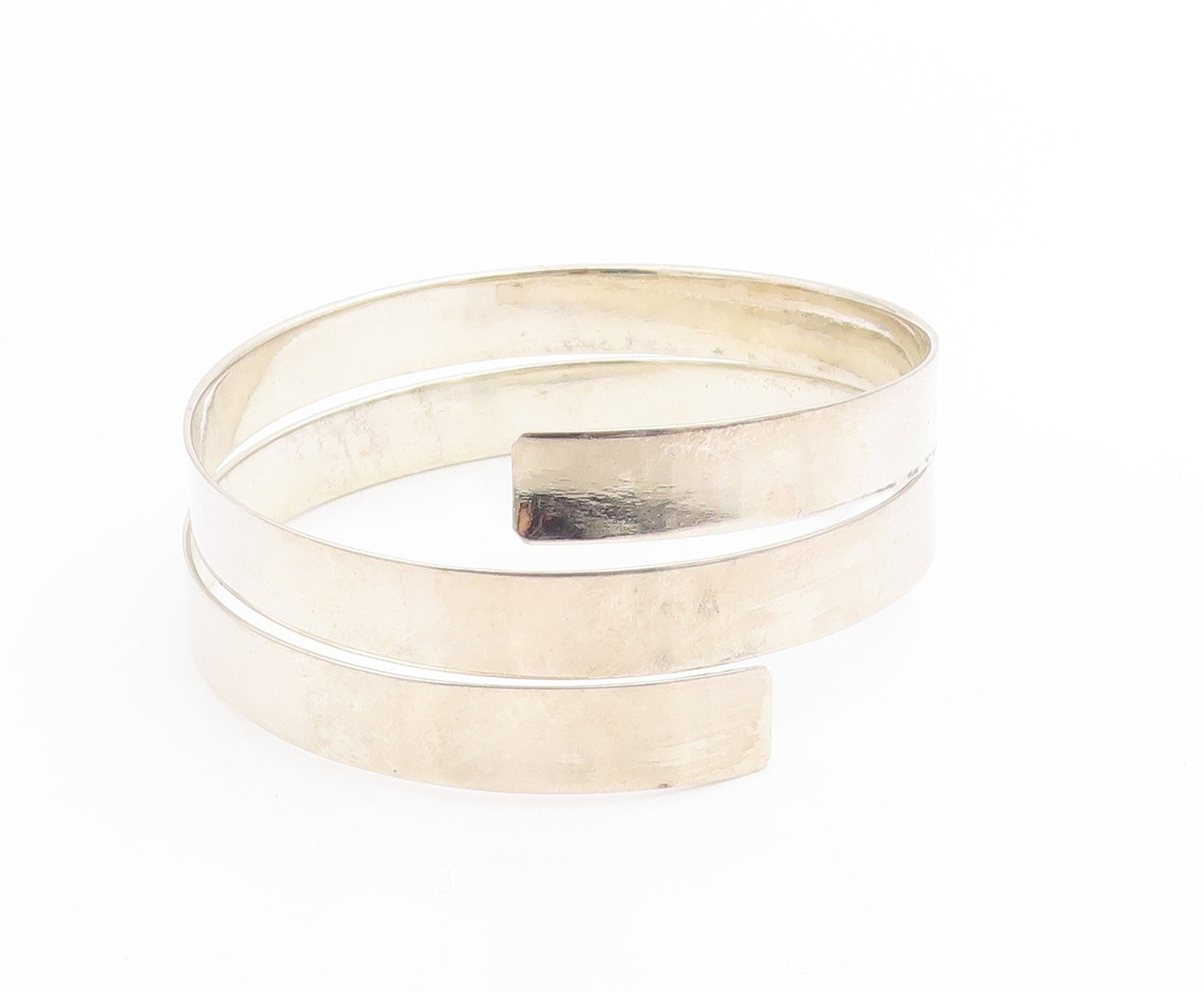 925 Sterling Silver Vintage Bracelet Modernist Spiral Coil Wrap Bangle  BT12028