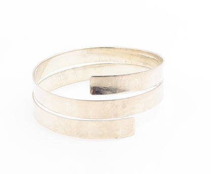 925 Sterling Silver Vintage Bracelet Modernist Spiral Coil Wrap Bangle  BT12028
