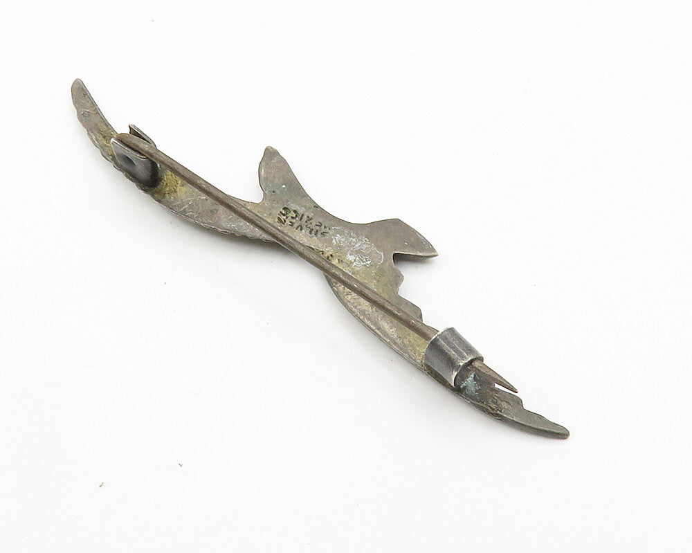 MEXICO 925 Sterling Silver  Vintage Antique Dark Tone Bird Brooch Pin  BP4177