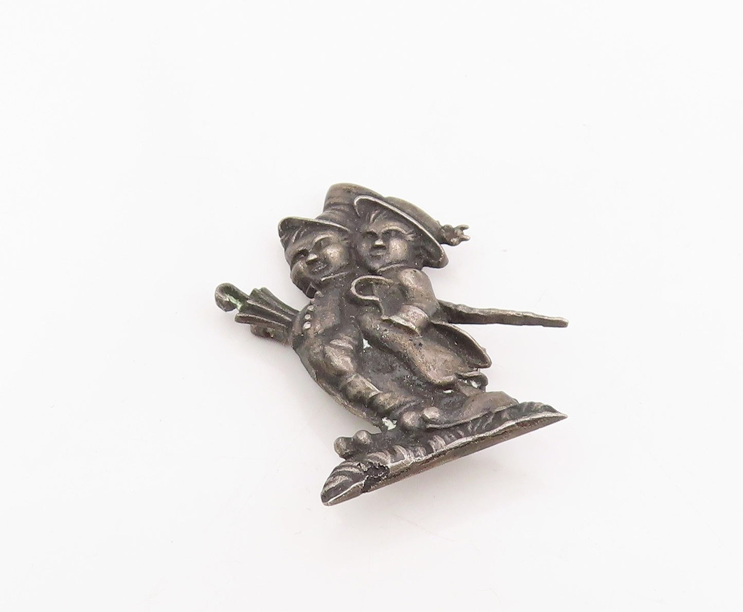 925 Sterling Silver Vintage Brooch Pin Antique Hummel Boy & Girl Figure  BP12242
