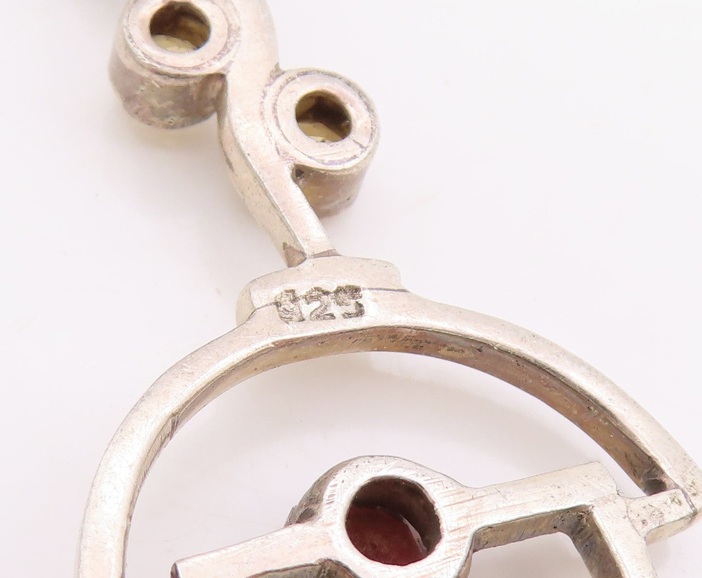 925 Sterling Silver Vintage Pendant Round Citrine & CZ Geometric Design  PT25224