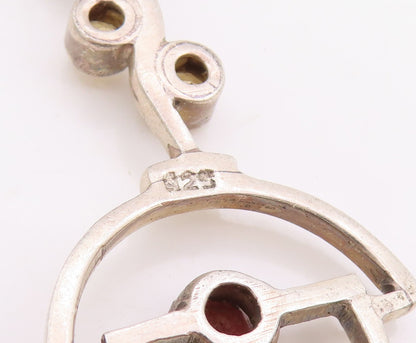 925 Sterling Silver Vintage Pendant Round Citrine & CZ Geometric Design  PT25224