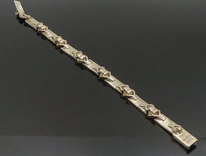 MEXICO 925 Sterling Silver Vintage Two Tone Diamond Shape Link Bracelet BT9456
