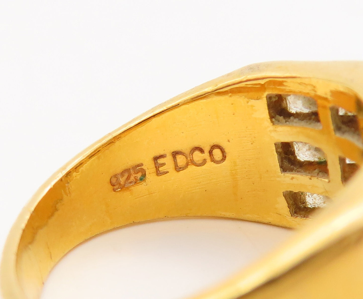 925 Sterling Silver Vintage Ring EDCO Gold Plated Topaz Bands  Sz 7.5  RG28935