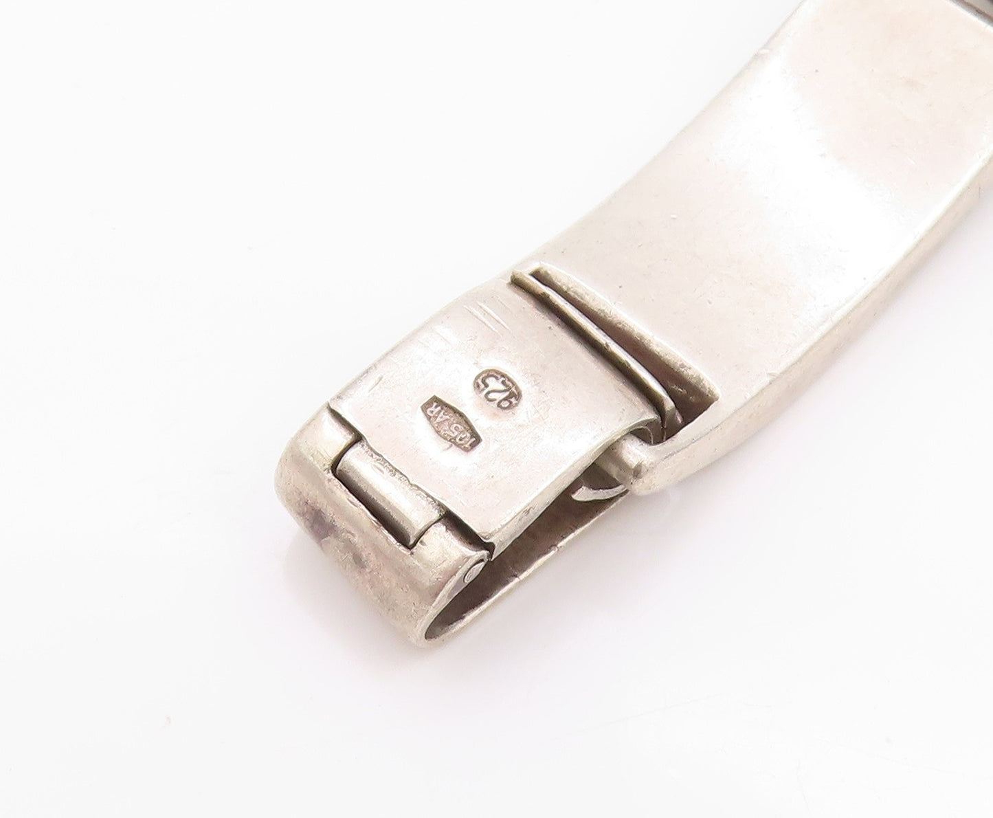 925 Sterling Silver Vintage Bracelet Designer Rectangle Onyx Inlay  BT11304