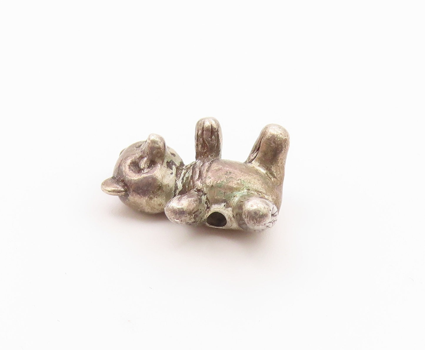 925 Sterling Silver  Vintage Petite Teddy Bear Dark Tone Pendant  PT17316