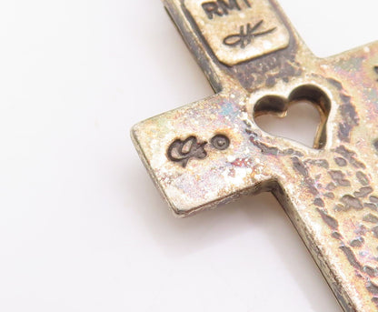 14K Gold & 925 Sterling Silver Vintage Pendant CAROLYN POLLACK Cross   PT24998