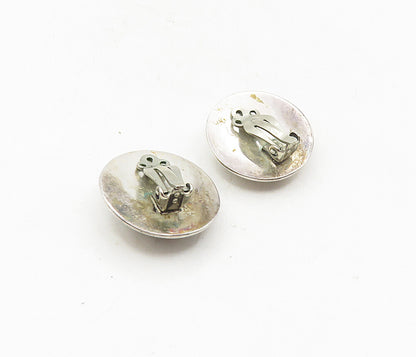 NAVAJO 925 Sterling Silver  Vintage Etched Dome Non Pierce Earrings  EG4776