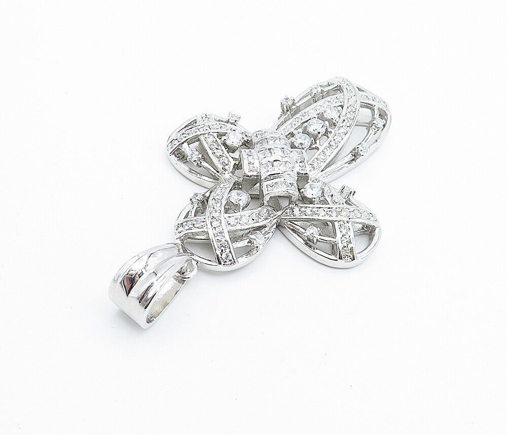 925 Sterling Silver Sparkling Cubic Zirconia Religious Cross Pendant PT5688