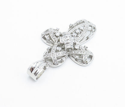925 Sterling Silver Sparkling Cubic Zirconia Religious Cross Pendant PT5688