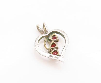 925 Sterling Silver Vintage Pendant Round Cut Designer Love Heart  PT24150