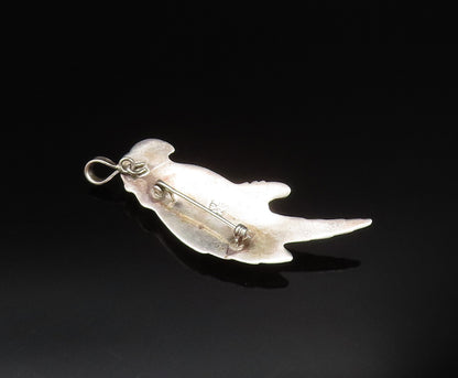 925 Sterling Silver  Vintage Sculpted Hollow Parrot Bird Brooch Pin  BP9768