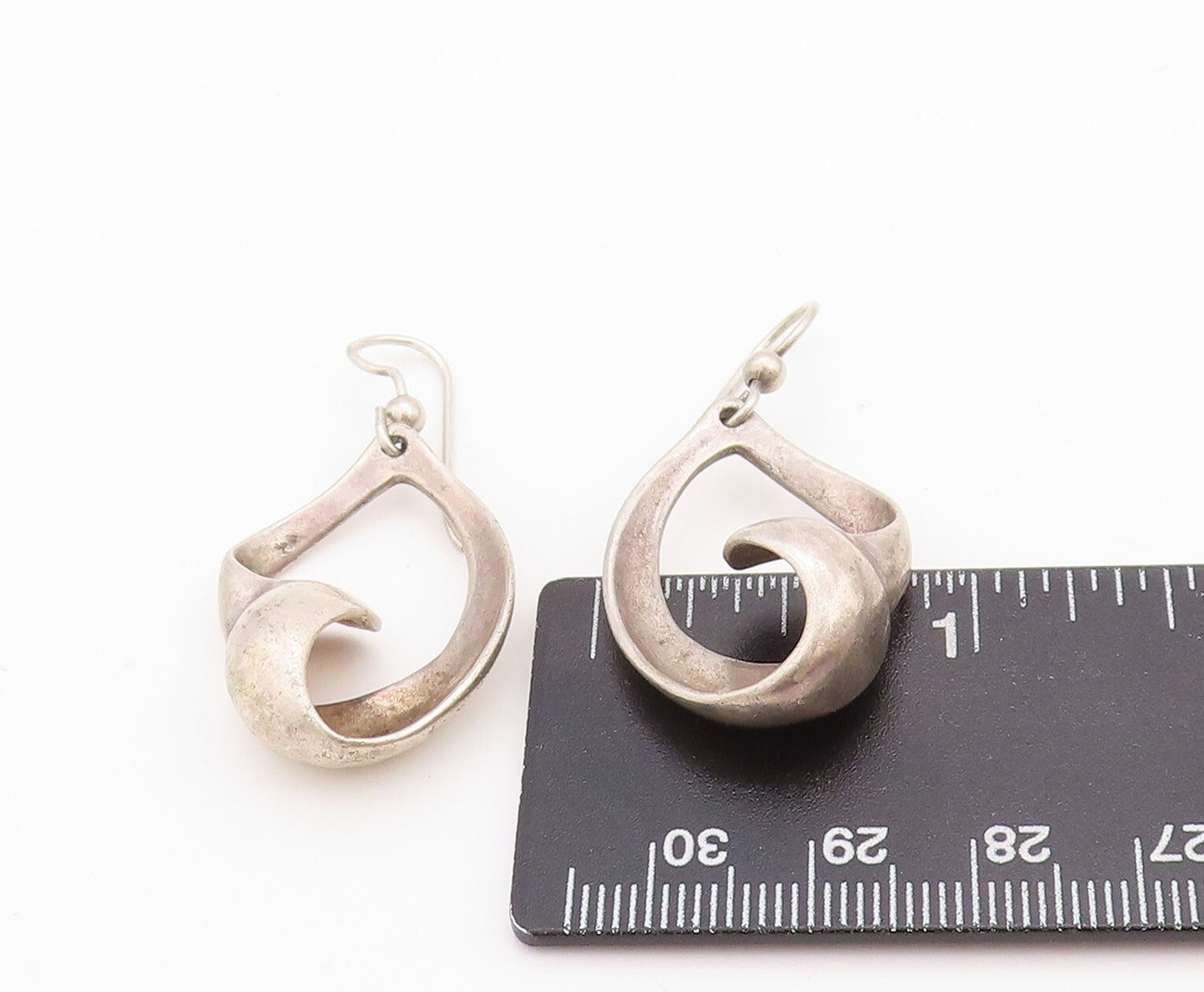 925 Sterling Silver Vintage Earrings Modernist Solid Cutout Design  EG13208