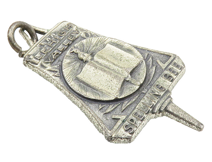 925 Sterling Silver  Vintage Antique Oxidized Spelling Bee Pendant  PT7809