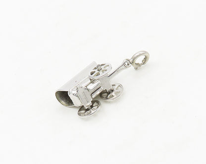 925 Sterling Silver  Vintage Shiny Old Fashioned Carriage Pendant  PT13989