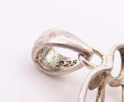925 Sterling Silver  Vintage Swirl Cutout Love Heart Dome Pendant  PT19664