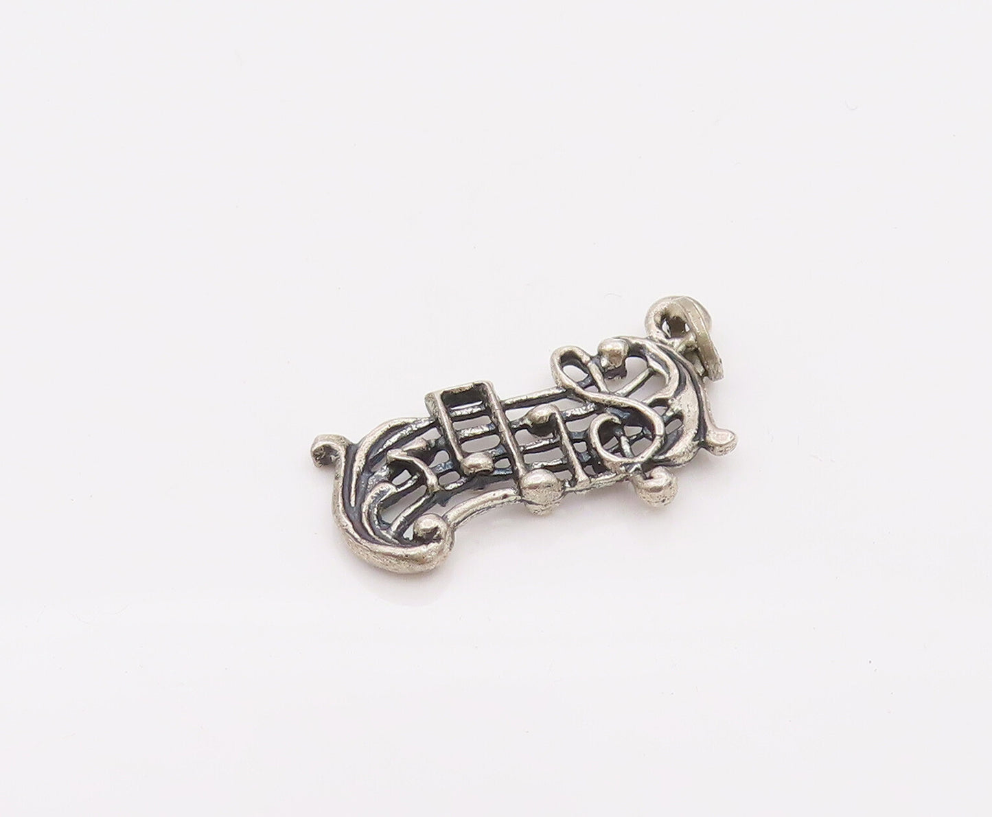 925 Sterling Silver  Vintage Mini Musical Scale Cutout Charm Pendant PT22083