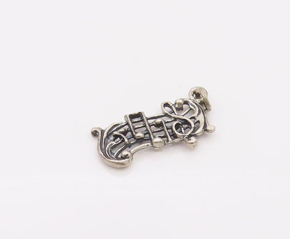 925 Sterling Silver  Vintage Mini Musical Scale Cutout Charm Pendant PT22083