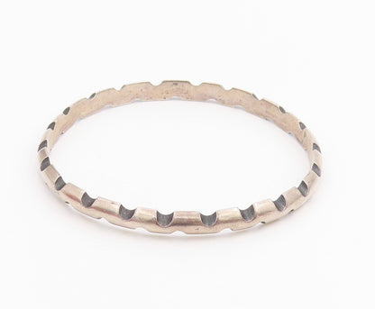 925 Sterling Silver Vintage Bracelet ANTONIA PINEDA Notched Bangle  BT11494
