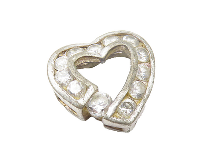 925 Sterling Silver  Vintage Cubic Zirconia Open Love Heart Pendant  PT8554