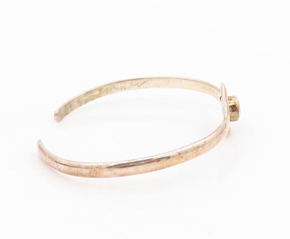 925 Sterling Silver Vintage Bracelet DEB GUYOT Topaz Minimalist Cuff  BT11583