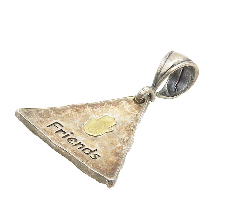 925 Sterling Silver  Diablo Gold 2007 Friends 2 Tone Hammered Pendant  PT11810