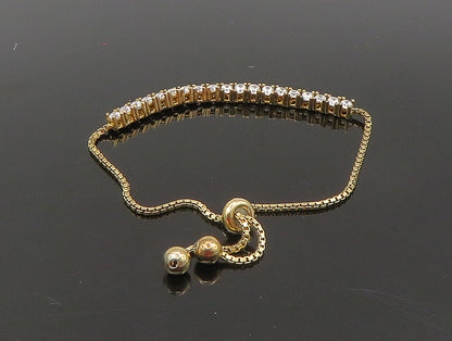 Gold Over 925 Silver  Cubic Zirconia Adjustable Child Box Chain Bracelet BT1062