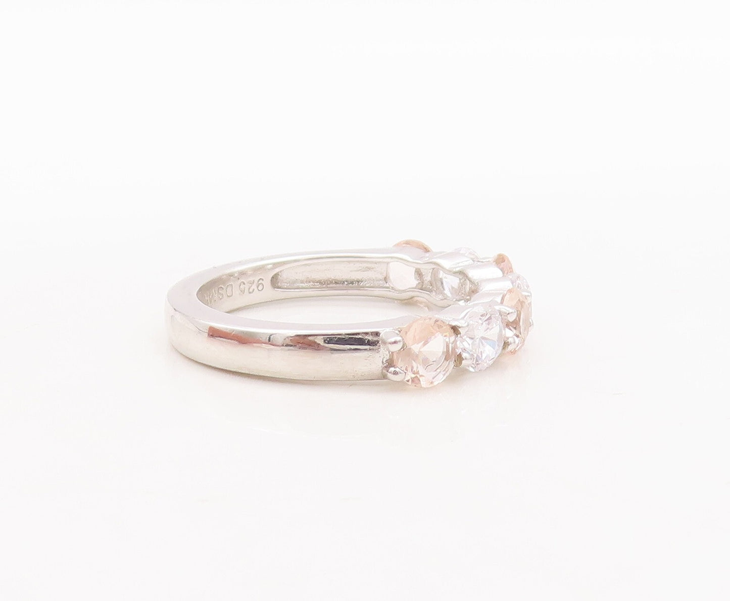 925 Sterling Silver Vintage Ring Minimalist Two Tone CZ Stackable  Sz 7  RG29470