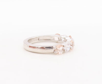 925 Sterling Silver Vintage Ring Minimalist Two Tone CZ Stackable  Sz 7  RG29470