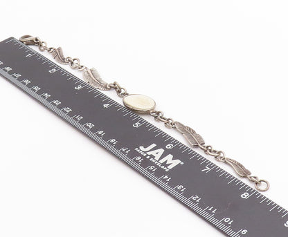 925 Sterling Silver Vintage Bracelet Gemstone With Feather Band  BT11306