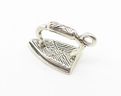 925 Sterling Silver  Vintage Shiny Etched Detail Iron Motif Pendant  PT8155