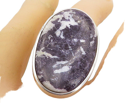 925 Sterling Silver  Blue & White Jasper Oval Cocktail Ring Sz 9  RG8309