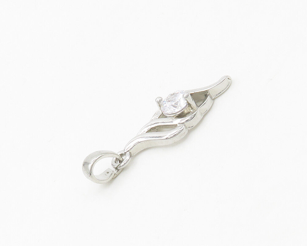 925 Sterling Silver  Sparkling Cubic Zirconia Petite Swirl Pendant  PT13604