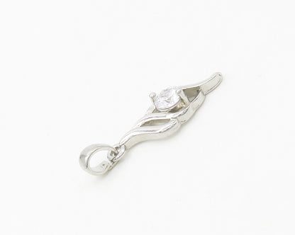 925 Sterling Silver  Sparkling Cubic Zirconia Petite Swirl Pendant  PT13604