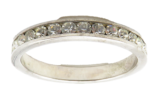 925 Sterling Silver  Shiny Round Cut Cubic Zirconia Band Ring Sz 8  RG13631