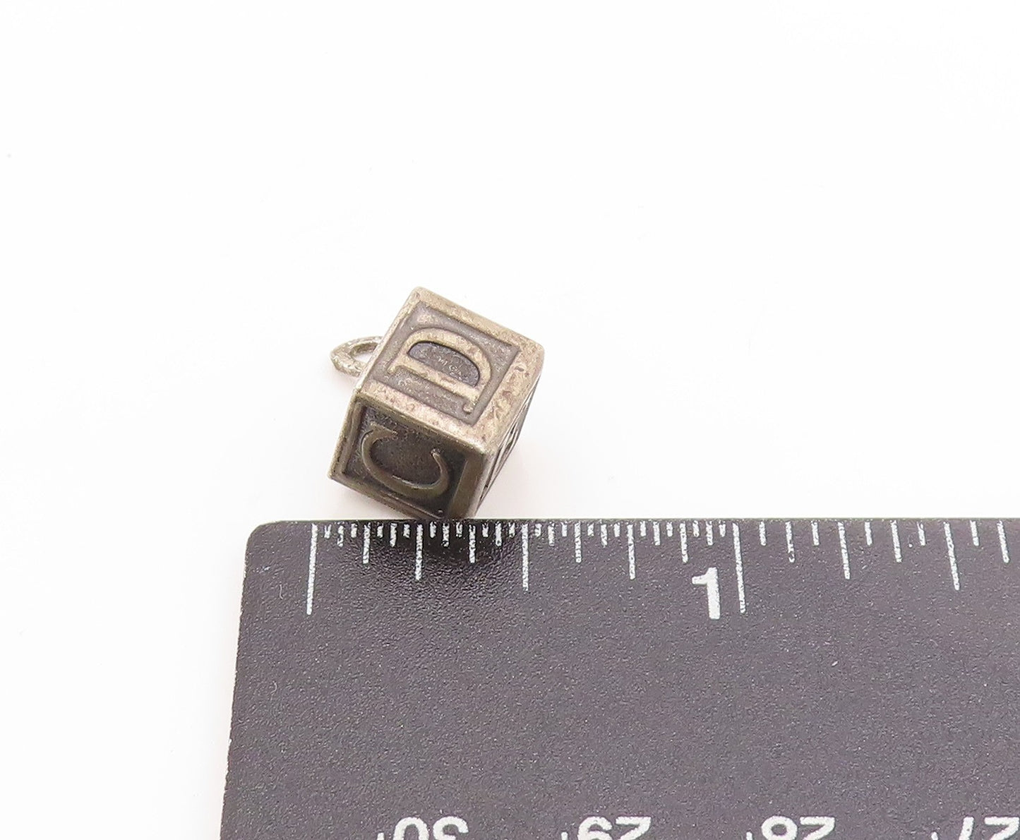 925 Sterling Silver Vintage Pendant BEAU Alphabet Letters Block Charm  PT25000